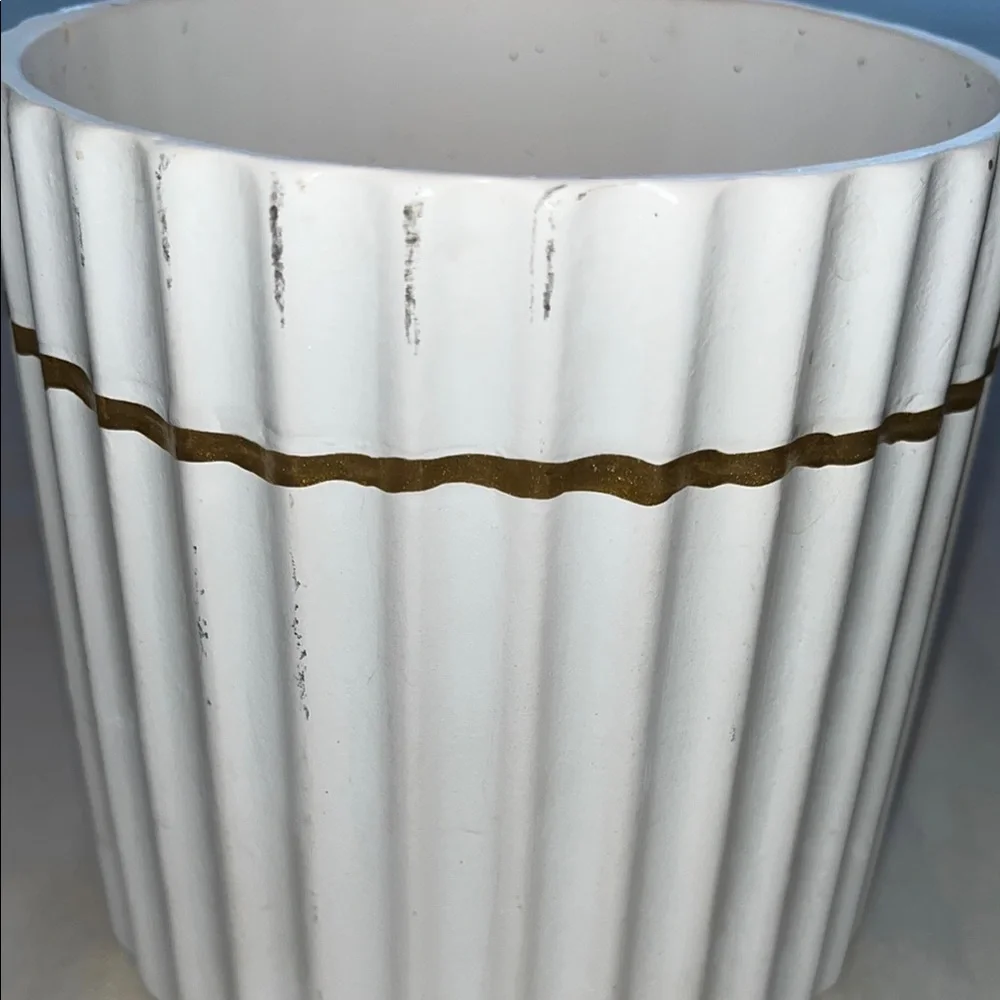 White and Gold Ceramic Vase Planter Pot